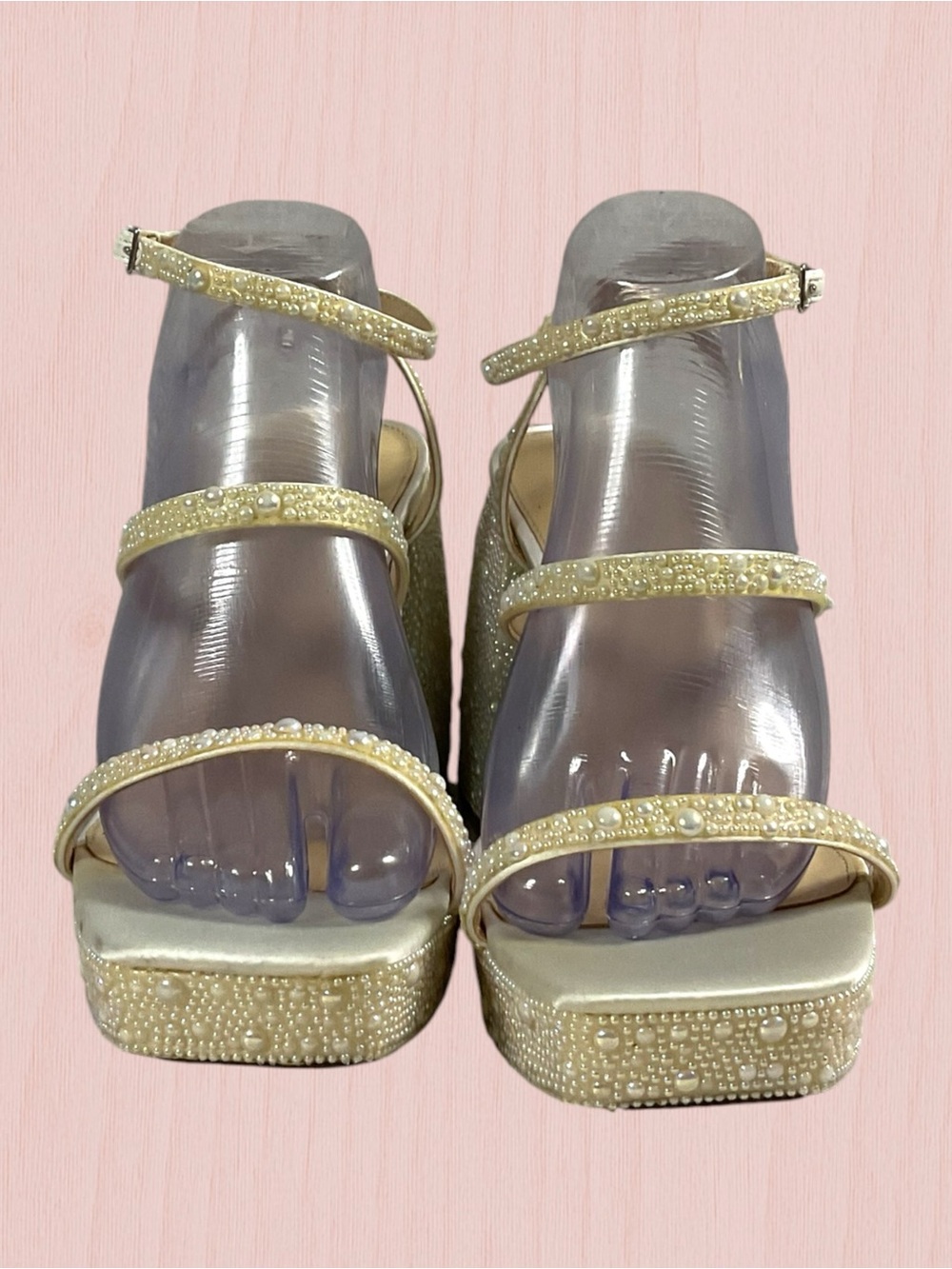 Betsey Johnson SB-Denni Gold Strappy Platform Sandals - Women Size 10M